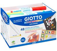 Giotto Decor Materials, Rotuladores Múltiples Superficies, Punta Media, Schoolpack, Colores Surtidos, 48 unidades