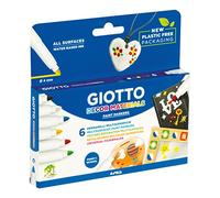 GIOTTO Decor Materials, Rotuladores Multisuperficie , Punta Media, Punta 4 mm., Estuche sin plástico, Colores Surtidos, 6 uds.