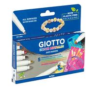 Giotto Rotuladores Decor Metallic – Múltiples superficies, punta mediana, colores surtidos, 5 unidades