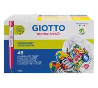 GIOTTO Decor Textile, Marcadores para tejidos, Punta Pincel, Schoolpack de Cartón, Colores Surtidos, 48 unidades