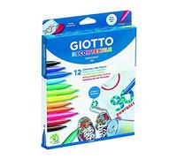 GIOTTO Decor Textile, Punta de Pincel, Estuche sin plástico, Colores Surtidos, 12 uds.