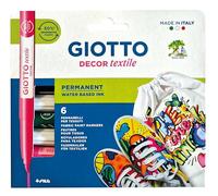 GIOTTO Decor Textile, Rotuladores para Tejidos, Punta de Pincel, Estuche sin plástico, Colores Surtidos, 6 uds.