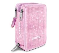GIOTTO Estuche con 3 cremalleras Super Crystal rosa