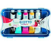 GIOTTO Extra Fine, Témpera Extra Quality, con 1 pincel y 1 tapa extraíble, Tubo 21ml, Colores Primarios, 5 unidades