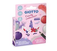 Giotto Make Up Candy Collection, Pinturas Cosméticas Faciales de Secado Rápido Fácilmente Lavables de la Piel, Colores surtidos, 4 unidades + 1 Lápiz Cosmético Negro