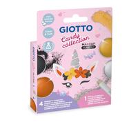 Giotto Make Up Candy Collection, Pinturas Cosméticas Faciales de Secado Rápido Fácilmente Lavables de la Piel, Colores surtidos, 4 unidades + 1 Lápiz Cosmético Blanco
