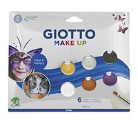 GIOTTO Make-up, Pinturas faciales cosméticas de secado rápido que se lavan fácilmente de la piel , 6 colores empaquetados en cajas individuales con pincel y esponja, Colores Metallic, 8 uds.