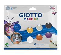 GIOTTO Maquillaje Metálico de Secado Rápido Cosmético Pinturas Facial Fácil Lavable de la Piel 6x5ml Colores Surtidos Incluye Brocha y Esponja, Ideal para Niños y Fiestas