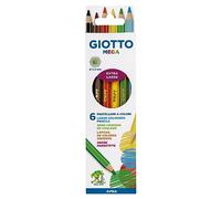 Giotto Mega, Lápices de colores gruesos, Formato Hexagonal, Mina de 5,5mm, Colores Surtidos, 6 unidades