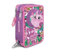 Giotto Petlovers - Estuche con 3 cremalleras, diseño de gato con purpurina, 3 compartimentos, rotuladores, lápices y accesorios incluidos