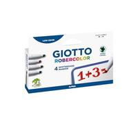 Giotto Robercolor, Set de 4 Marcadores Gigantes de Punta Biselada, ideal para uso escolar, carteles y creativo, Caja, Colores surtidos: azul, rojo, negro, verde, 4 unidades