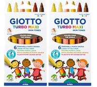 Giotto Rotuladores Turbo Maxi Skin Tones Estuche 6 uds (Paquete de 2)