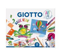 GIOTTO Set Creativo Magic Neon con Papel, Maxi Ceras de Doble Punta, Lápices de Colores, Pegamento y accesorios, 38 piezas