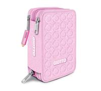 Giotto Shiny - Estuche con 3 cremalleras con purpurina rosa