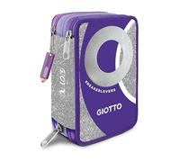 Giotto Sneakerlovers - Estuche escolar con 3 cremalleras, morado y plateado, con lápices de colores y accesorios