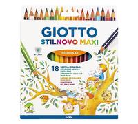 Giotto Stilnovo Maxi, Lápices de colores gruesos, Formato Triangular, Mina de 4,3mm, Colores Surtidos, 18 unidades