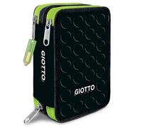 Giotto Stilnovolovers - Estuche de 3 cremalleras, color negro, con cierre de cremallera verde, porta lápices multicompartimento