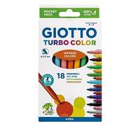 Giotto Turbo Color 18 Rotuladores, Punta fina, Mina de 2.8mm, Colores Surtidos, 18 unidades