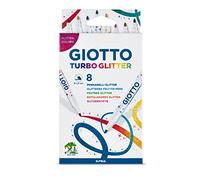 GIOTTO Turbo Glitter, Rotuladores con Tinta Glitter, Punta Fina, Punta 2.8mm, Colores Surtidos, 8 uds.