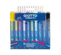 Giotto Turbo Pro, Rotuladores de Doble Punta de Fibra, Forma Redonda, Colores Surtidos, 10 unidades