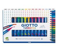 Giotto Turbo Pro, Rotuladores de Doble Punta, Forma Redonda, Colores surtidos, 15 unidades