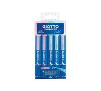 Giotto Turbo Pro, Rotuladores Doble Punta de Fibra, Tonos Pastel, Forma Redonda, Colores Surtidos, 5 unidades