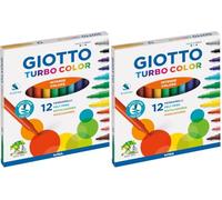 Giotto Turbocolor, Rotuladores, Punta Fina, Punta 2.8mm, Colores Surtidos, 12 unidades (Paquete de 2)