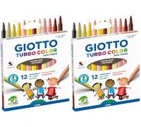 Giotto Turbocolor, Rotuladores Skin Tones, Punta Fina 2.8mm, Colores Surtidos, 12 unidades (Paquete de 2)
