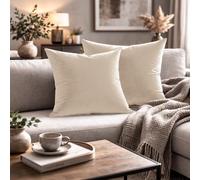 Giovanni Dolcinotti Made IN Italy Monroe - Juego de 2 Fundas de cojín para sofá, 40 x 40 cm, Terciopelo, Color Marfil, Fundas Decorativas para sofá, salón o Dormitorio