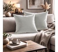 Giovanni Dolcinotti Made IN Italy Monroe - Juego de 2 Fundas de cojín para sofá, 50 x 50 cm, Terciopelo, Perla, Decorativas, para sofá, salón, Dormitorio, con Cremallera