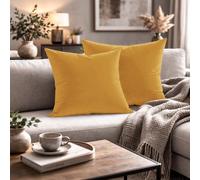 Giovanni Dolcinotti Made IN Italy Monroe - Juego de 2 Fundas de cojín para sofá, 50 x 50 cm, Terciopelo Dorado, Decorativas, para sofá, salón o Dormitorio