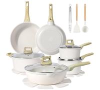 GiPP 18 Piezas Juego De Utensilios De Cocina Antiadherentes De,Ollas Y Sartenes De CeráMica Para InduccióN Sin Pfas Con Tapa, Sartenes, Cacerolas, Cacerolas, Utensilios De Silicona Y Protectores De Sa