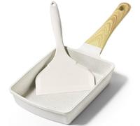 GiPP sartén antiadherente para tortillas, sartén de desayuno de 3/4 agujeros, sartén japonesa para tamago-yaki de inducción, sin PFOA (Blanco, Tamagoyaki)