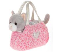 Gipsy Toys - Peluche Gato Girly Bag Fashionista Gris Y Blanco con Bolso Y Detalles Plateados - 18 CM
