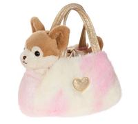 Gipsy Toys - Peluche Perro Chihuahua Girly Bag Fashionista MARRÓN Y Beige con Bolso Y Detalles Dorados - 18 CM