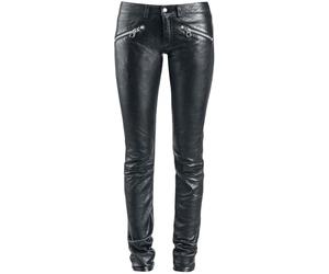 Gipsy ZipaTrouser SNVV Mujer Pantalones de Piel Negro L 100% Cuero Estrechos