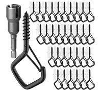 GIPTIME Ganchos de Rosca, 18 Piezas Ganchos de Tornillo con Hebilla de Seguridad, Ganchos de Pared de Acero Inoxidable, Ganchos Techo Gancho Atornillable para Colgar Luces, Macetas(Negro)