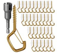 GIPTIME Ganchos de Rosca, 50 Piezas Ganchos de Tornillo con Hebilla de Seguridad, Ganchos de Pared de Acero Inoxidable, Ganchos Techo Gancho Atornillable para Colgar Luces, Macetas(Dorado)