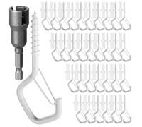 GIPTIME Ganchos de Rosca, 50 Piezas Ganchos de Tornillo con Hebilla de Seguridad, Ganchos de Pared de Acero Inoxidable, Ganchos Techo Gancho Atornillable para Colgar Luces, Macetas(Blanco)