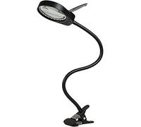 GIQKDZNUO Lámpara de Aumento 3X 10X con Clip para Escritorio, Lupa óptica iluminada para inspección de PCB, odontología estética, Brazo Flexible de Cuello de Cisne 8X15X.