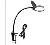 GIQKDZNUO Lámpara de Aumento 3X 10X con Clip para Escritorio, Lupa óptica iluminada para inspección de PCB, odontología estética, Brazo Flexible de Cuello de Cisne 8X15X.