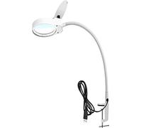 GIQKDZNUO Lámpara de Aumento 3X 10X con Clip para Escritorio, Lupa óptica iluminada para inspección de PCB, odontología estética, Brazo Flexible de Cuello de Cisne 8X15X.