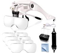 GIQKDZNUO Lámpara de Aumento USB Recargable, binoculares montados en la Cabeza, Lupa con Diadema iluminada de 3 LED, Lupa para Lectura, Brazo Flexible de Cuello de Cisne, Ideal para Matrimonio.