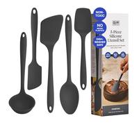 GIR Juego de utensilios de cocina de silicona de 5 piezas, utensilios de cocina no tóxicos para cocinar y hornear, resistentes al calor, grado alimenticio, espátula de goma apta para lavavajillas