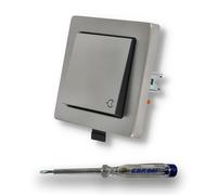 Gira 0454600 - Juego completo de enchufes plegables, marco y set de juntas IP44, protección infantil, incluye comprobador de fase EBROM para montar el enchufe