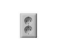 GIRA 0783015 Schuko - Enchufe doble (16 A, 250 V~ con protección táctil integrada elevada (obturador) y placa completa, sistema 55, gris mate