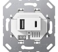 Gira Fuente de alimentación USB de 2 puertos Tipo A/C Enchufe de pared Blanco - 234900