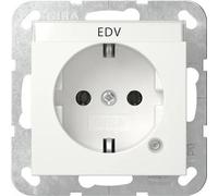 Gira 445227 Enchufe Schuko 16 A 250 V ~ con luz de control y sistema de etiquetado 55, blanco puro mate