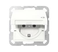 Gira 445403 - Enchufe Schuko con sistema de tapa abatible 55, color blanco brillante