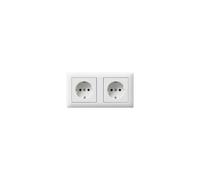 GIRA 492227 - Toma de corriente doble con marco, IP20, color blanco brillante